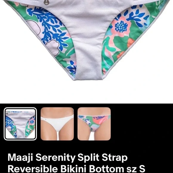 Maaji Serenity tropical bikini set S/M reversible white swimsuit set - Picture 14 of 14